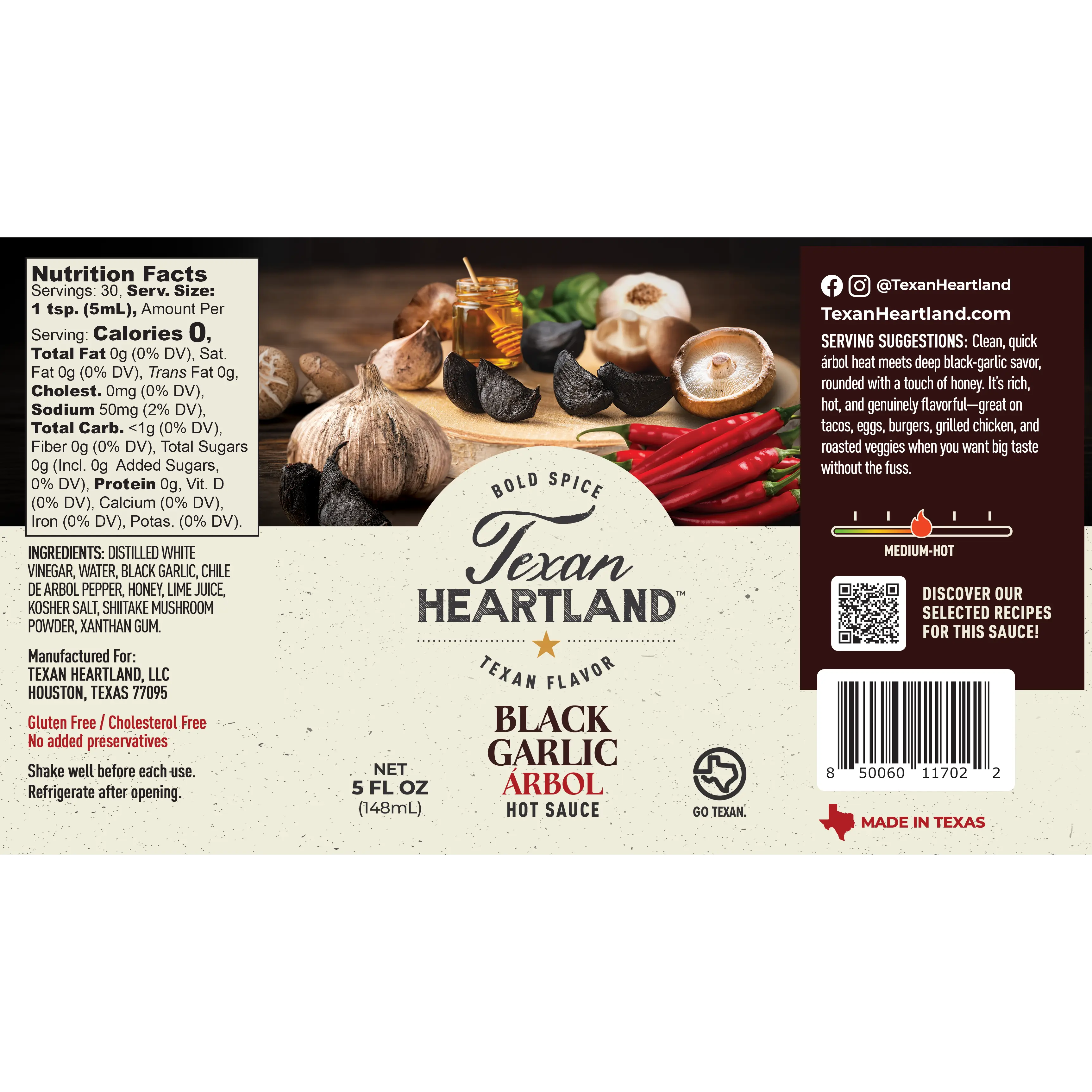Black Garlic Arbol Hot Sauce Texan Heartland