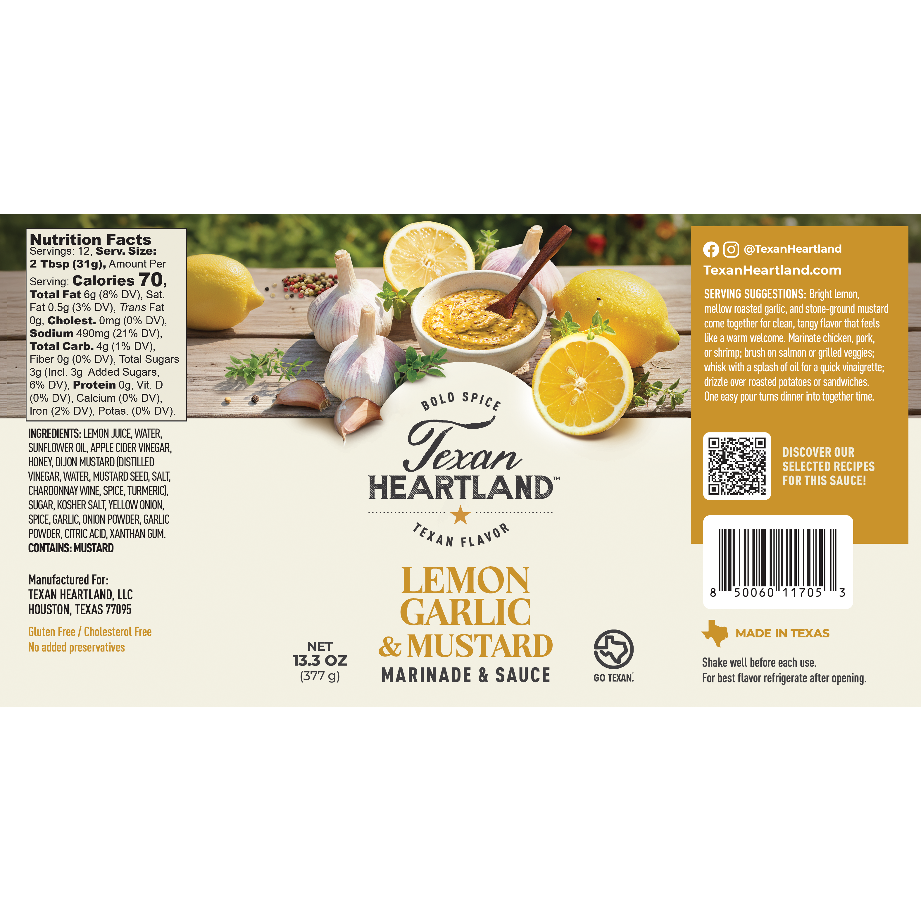 Lemon, Garlic & Mustard Marinade & Sauce Label