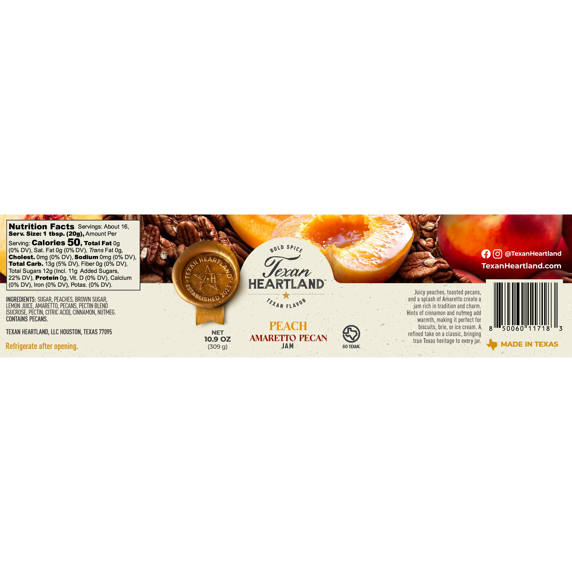 Peach Amaretto Pecan Jam Texan Heartland