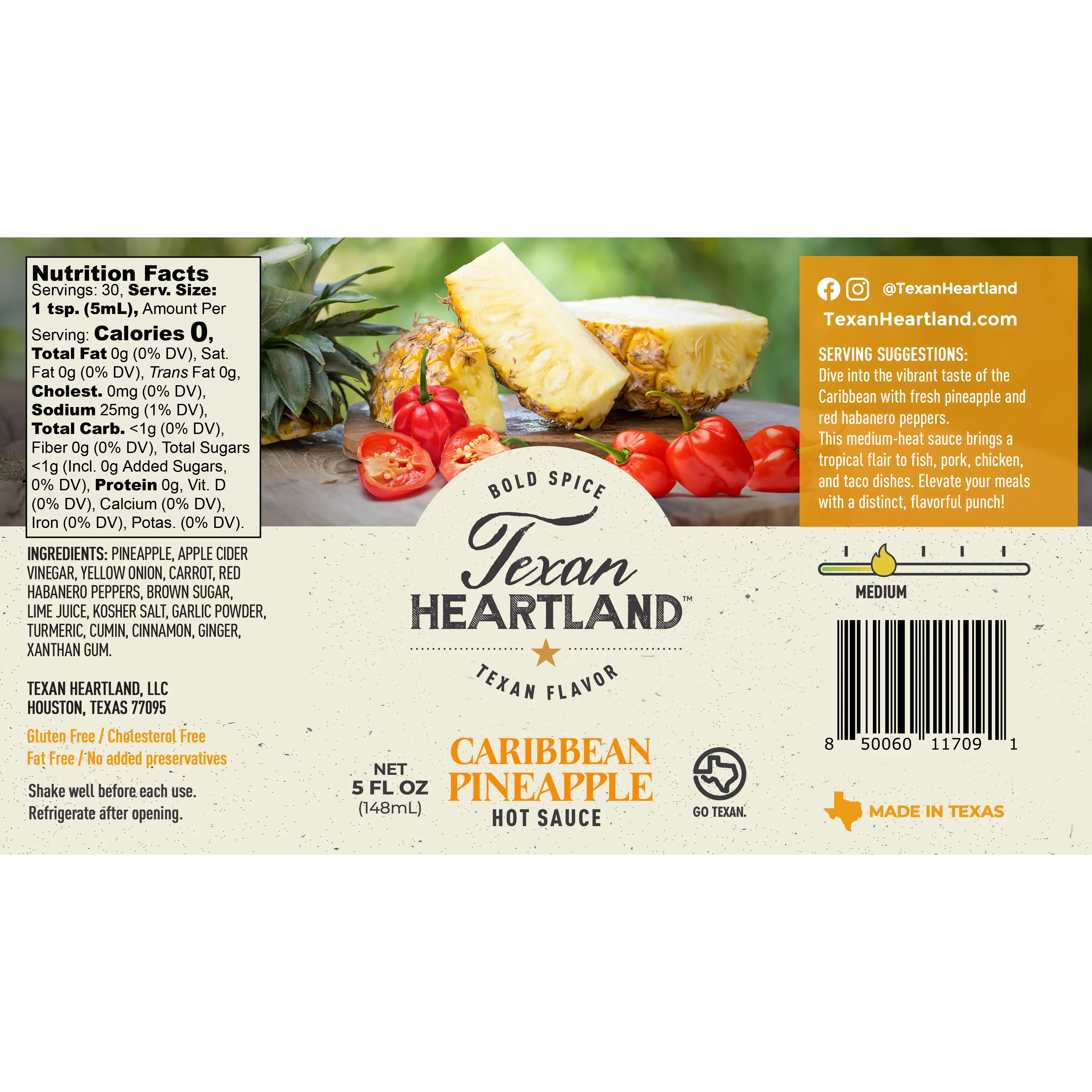 Caribbean Pineapple Hot Sauce Texan Heartland