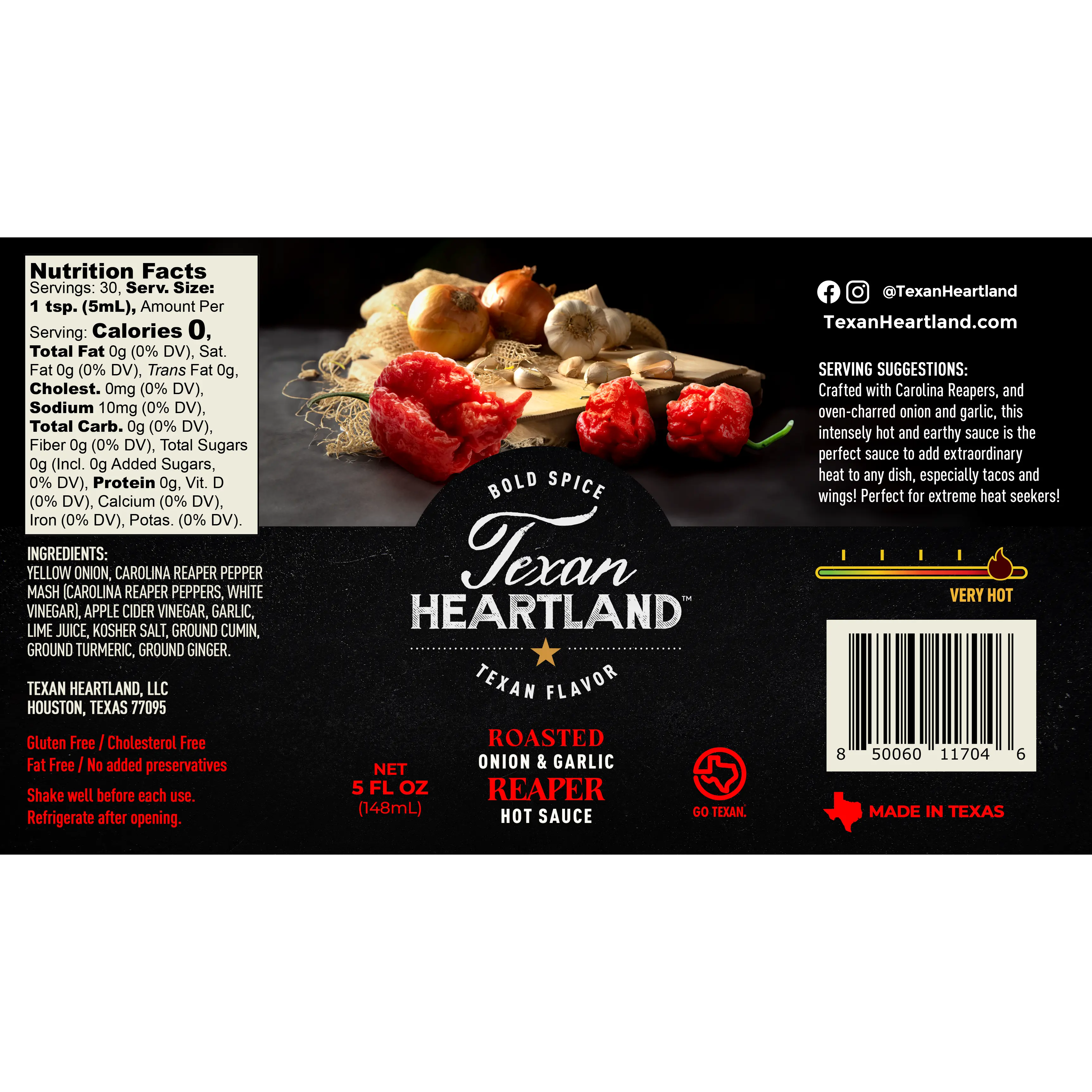 Roasted Onion & Garlic Reaper Hot Sauce Texan Heartland