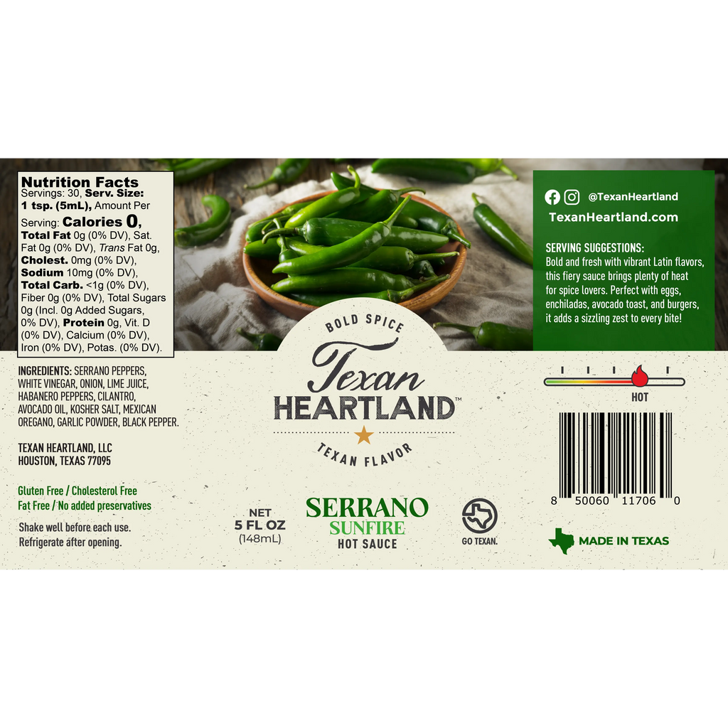 Serrano Sunfire Hot Sauce Texan Heartland