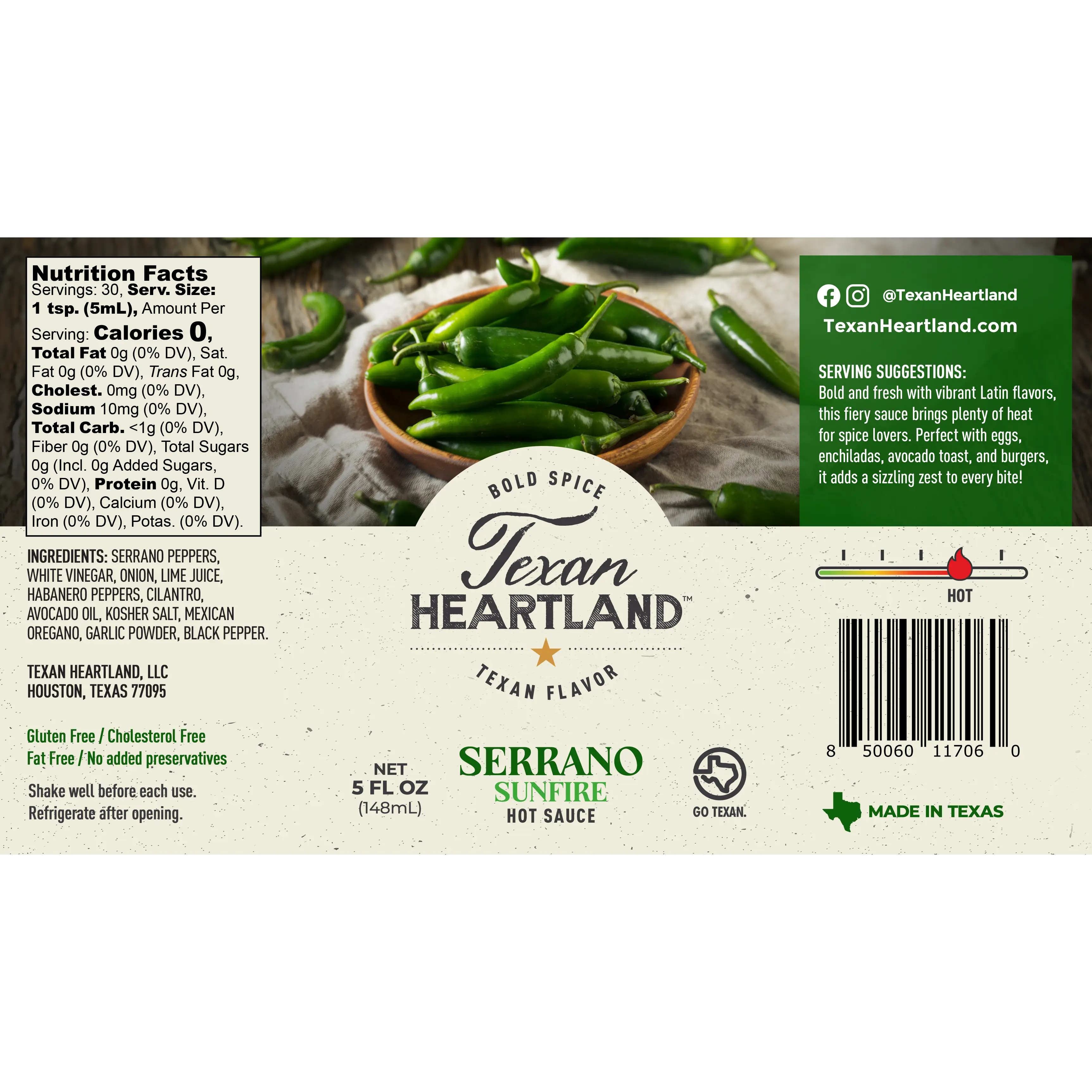 Serrano Sunfire Hot Sauce Texan Heartland